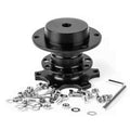 Universal steering wheel quick release hub adapter kit, black hub with mounting hardware
