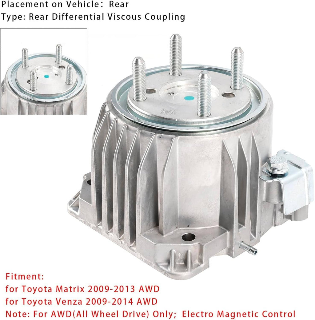 Rear differential viscous coupling with round top plate and four mounting studs