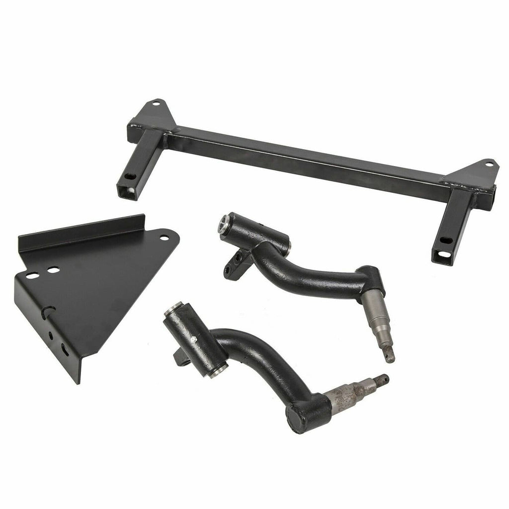 Black lift kit bracket bar with triangular plates, curved hoses, and mounting hardware