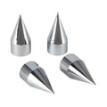 Set of four silver chrome spiked valve caps with pointed cone tops