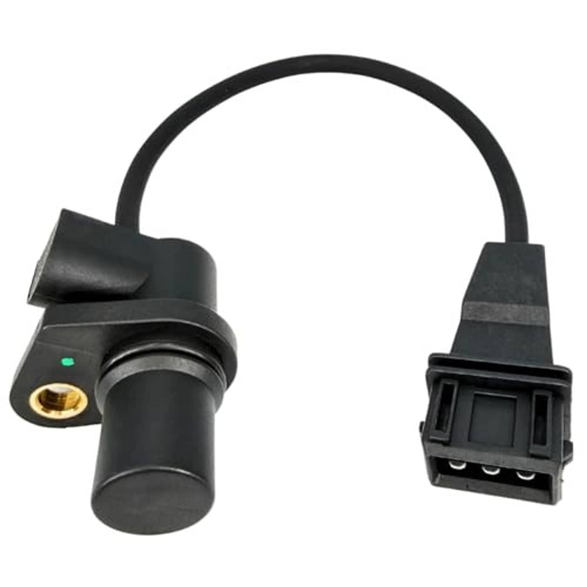 Crankshaft position sensor with black cylindrical body, gold terminal, and 4-pin plug