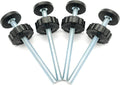 Replacement threaded spindle rods kit with black adjustment wheels and rubber feet