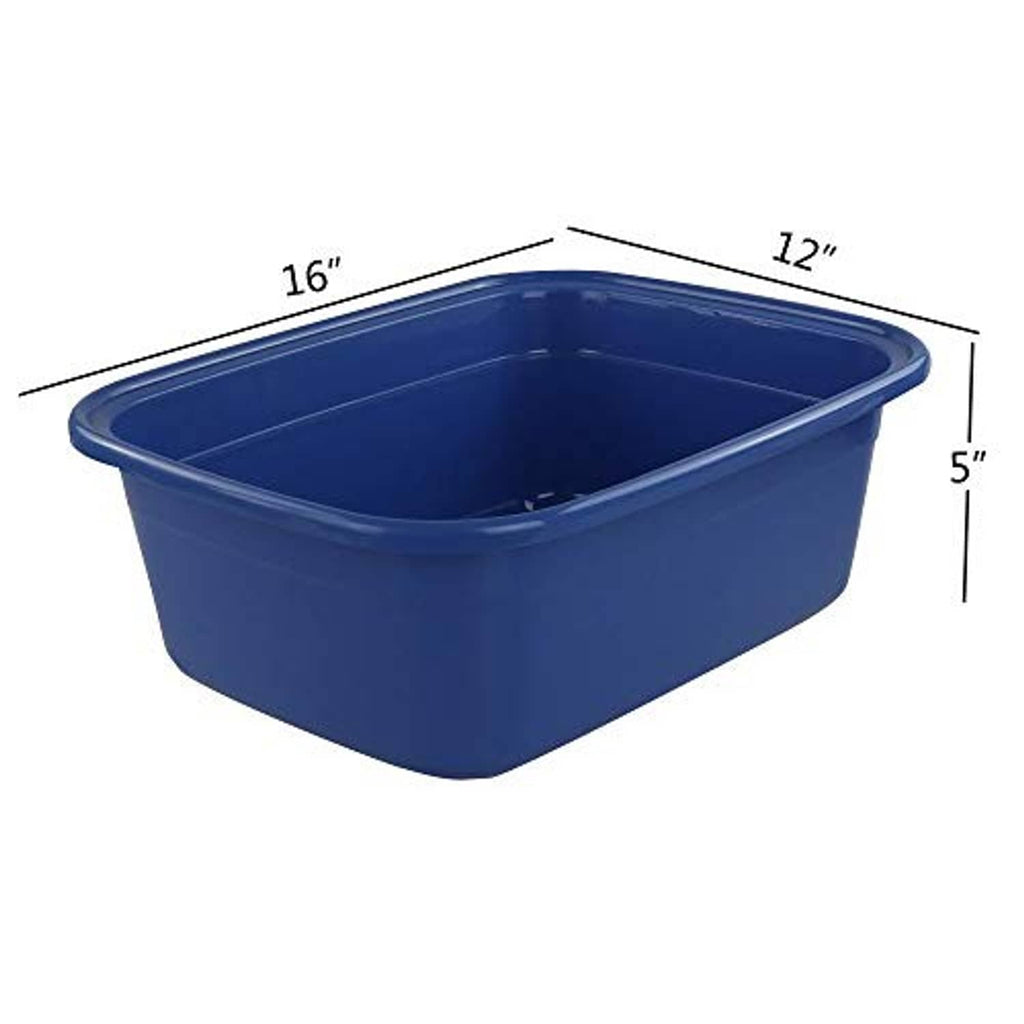 Blue plastic washing basin, 16 in long x 12 in wide, 5 in deep
