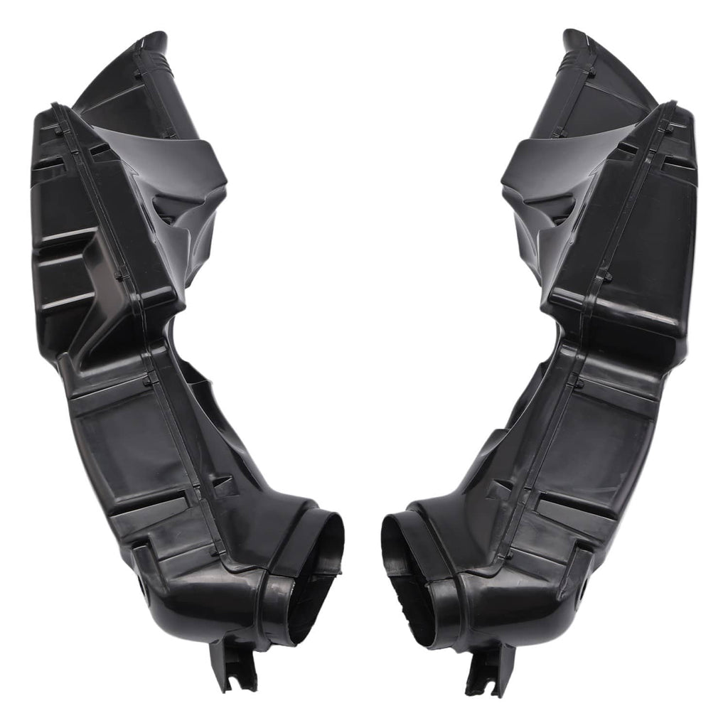 Pair of black ABS ram air intake duct tubes with molded channels
