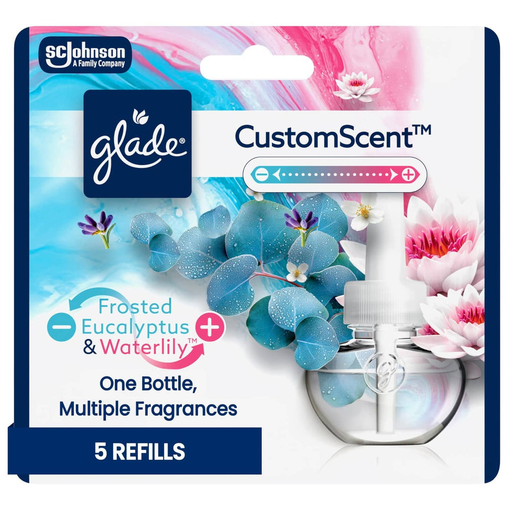 Glade CustomScent refill pack with frosted eucalyptus and waterlily, 5 refills