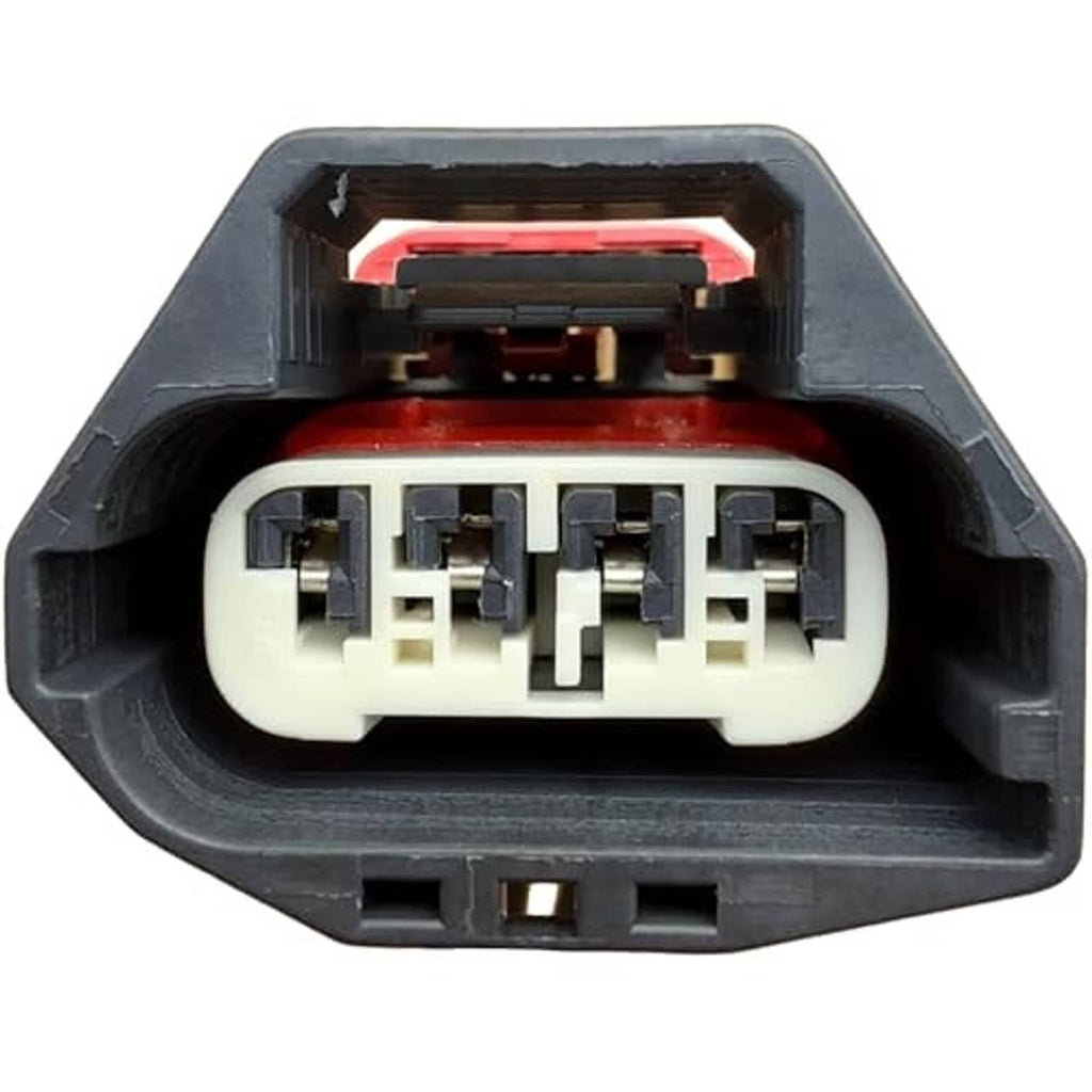 Throttle body sensor connector plug front view with red latch and multi-pin white housing
