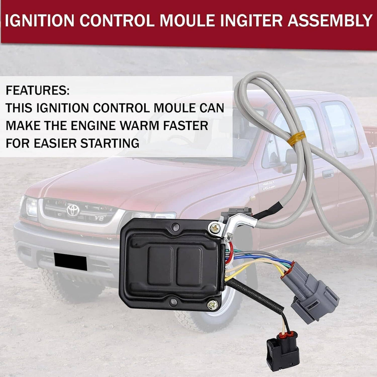 Ignition control module assembly with gray metal case and plug-in electrical connectors