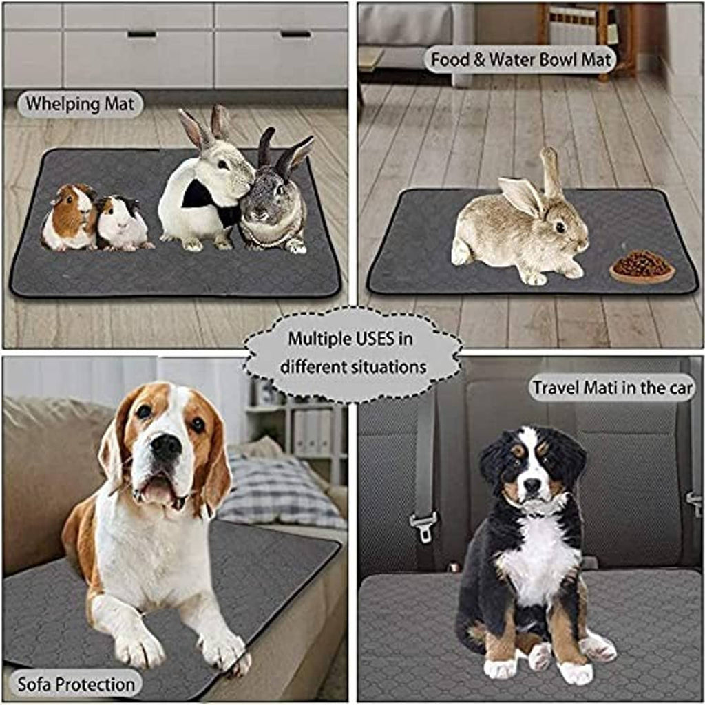 Washable waterproof guinea pig cage liner pad, dark gray with rounded corners and stitched edge