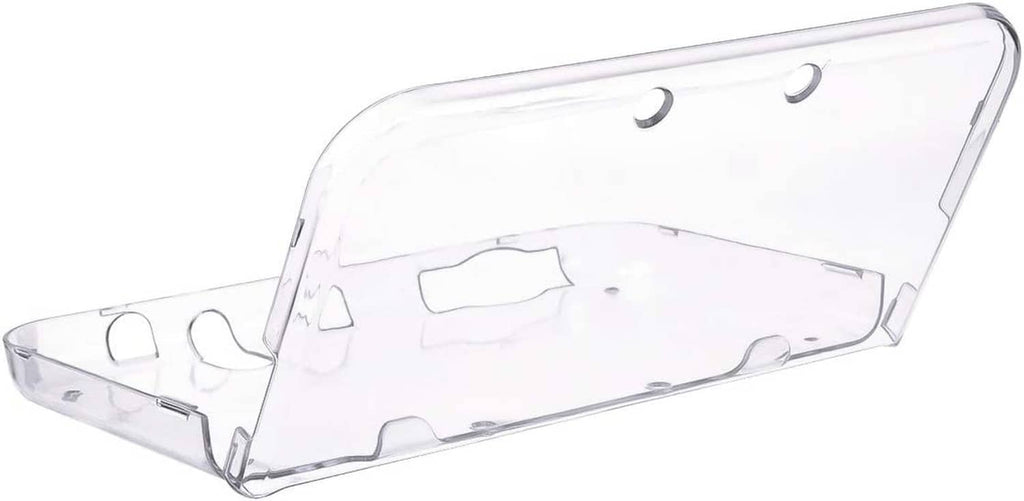 Transparent hard shell case for Nintendo 3DS XL, open with curved base tray