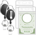 2-pack retractable ID badge reels with clear vertical badge holders and silver keyring clips