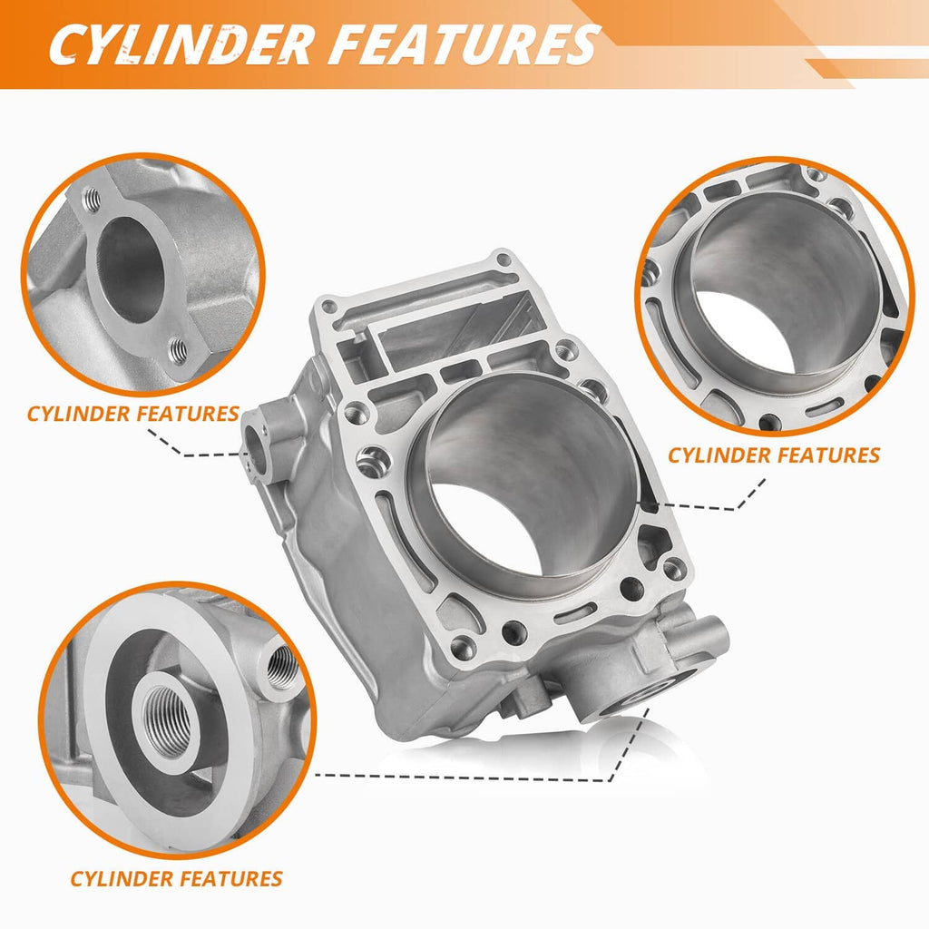 Cylinder engine top end rebuild kit with silver cylinder block and bore details