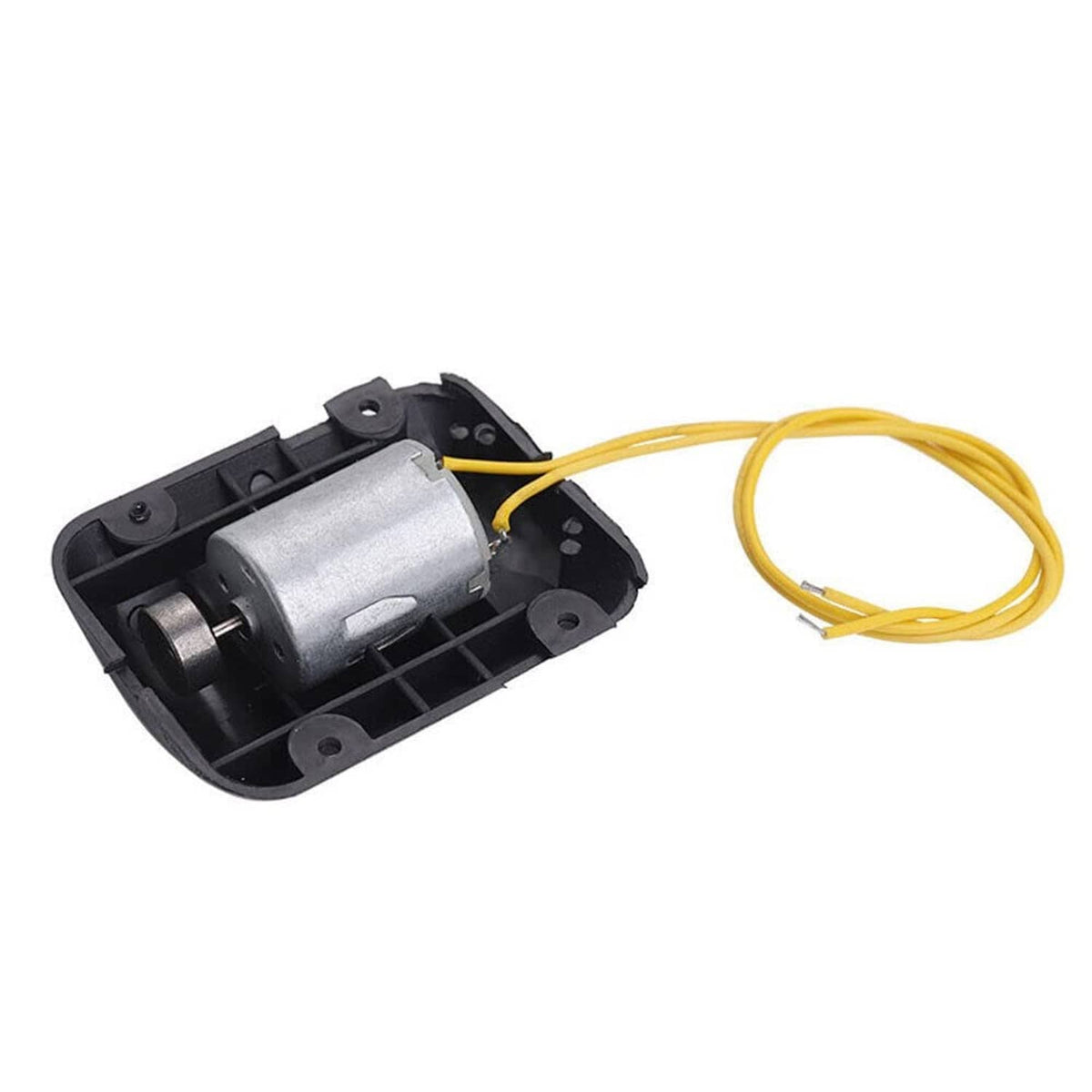 Vibration motor module with silver core, black housing, and yellow connector wires