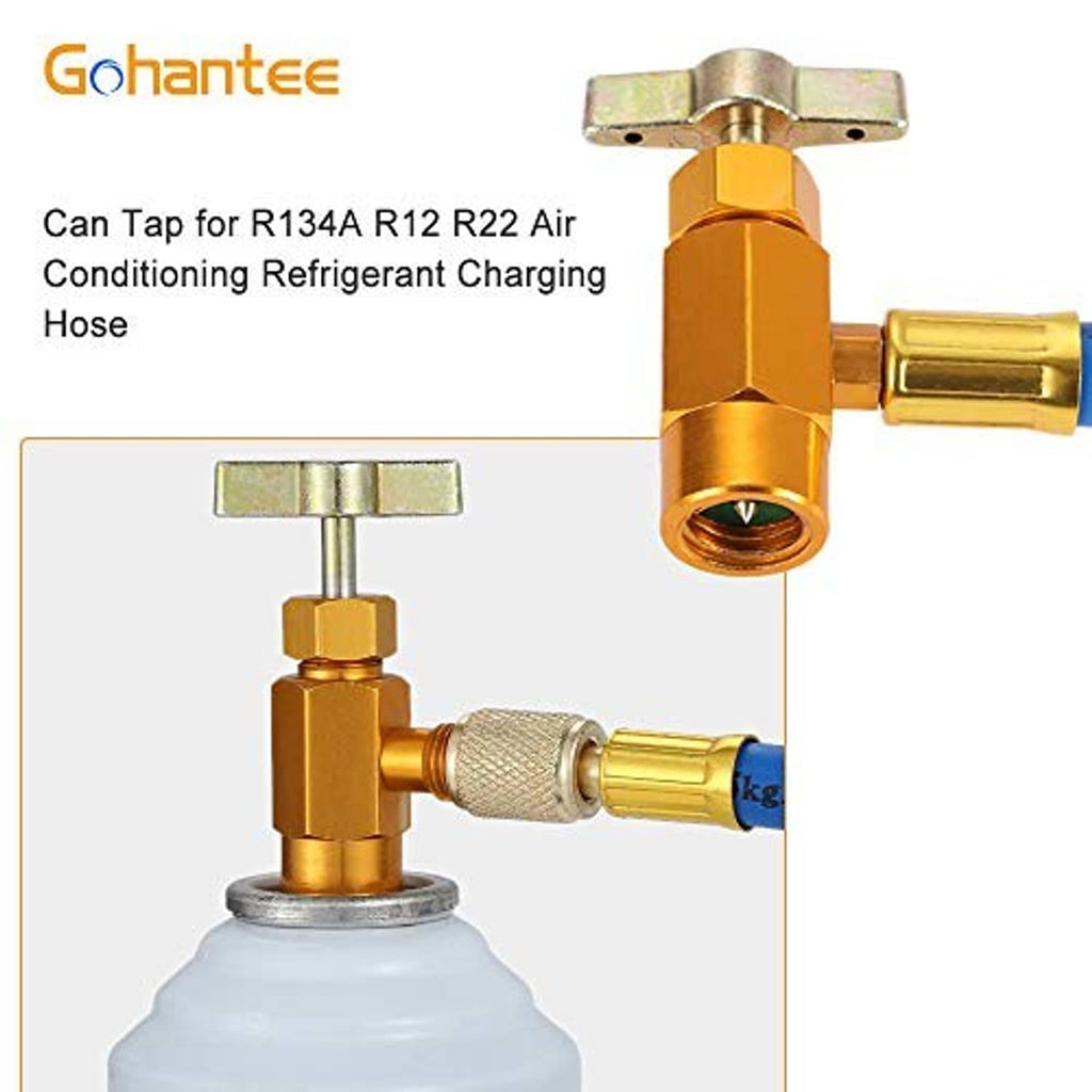 Brass refrigerant charging tap valve adapter with mounting bracket and shutoff head