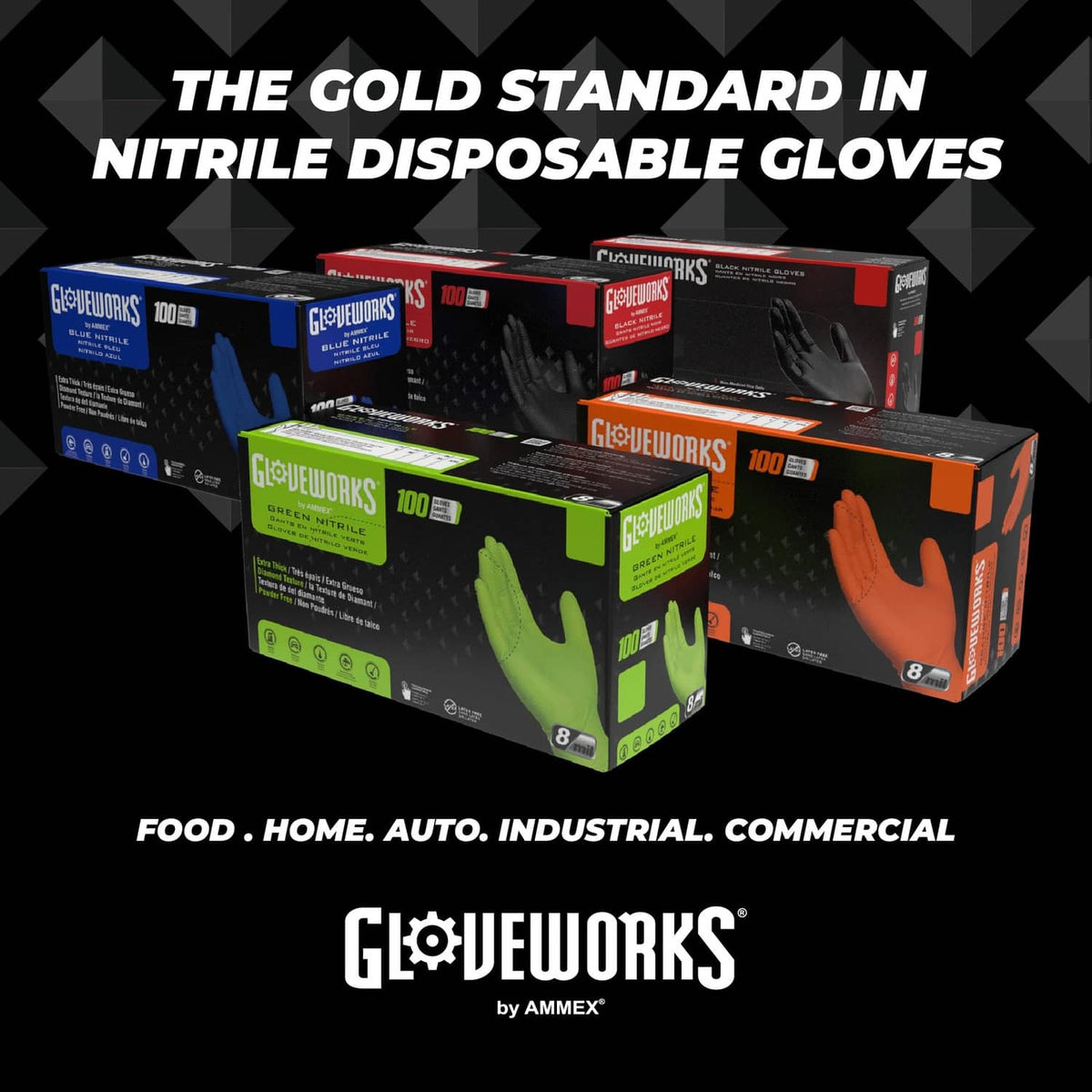 Black nitrile disposable glove boxes in a pack, 5 mil medium duty