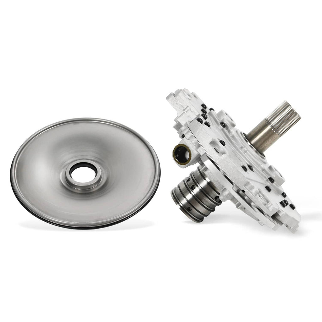 Transmission pump assembly with round cover plate and metal input shaft