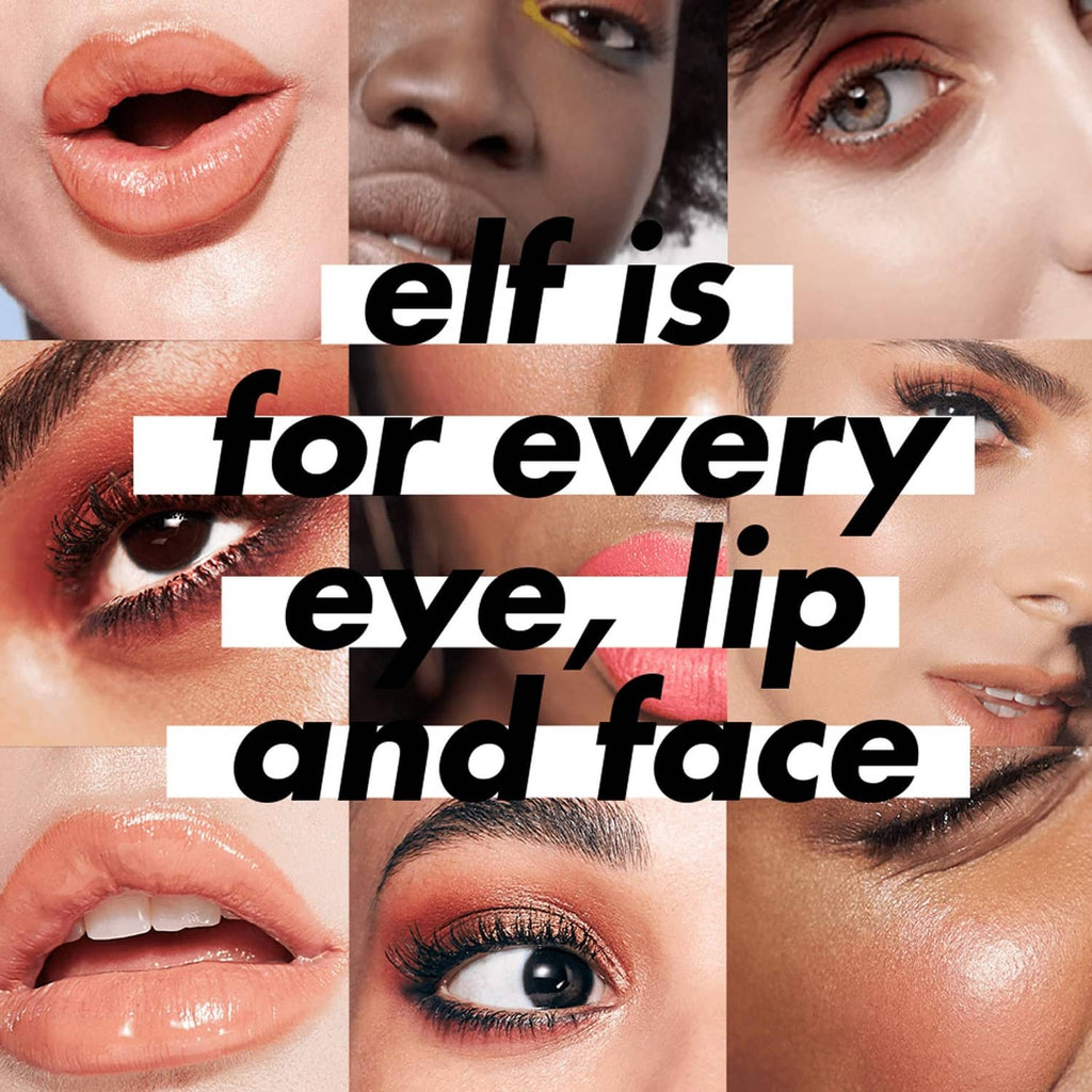 e.l.f. promotional collage for eyes, lips, and face with makeup close-ups