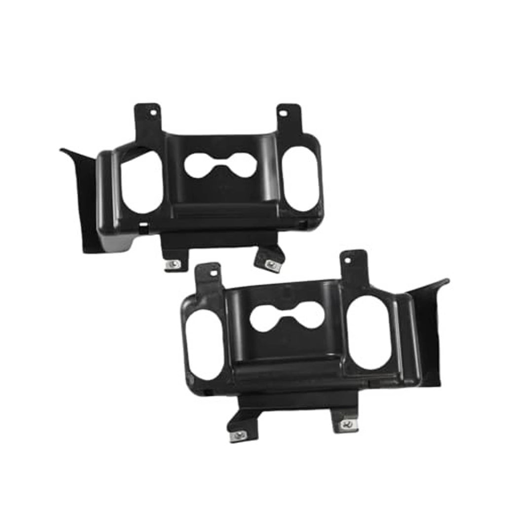 Front bumper air intake duct brackets set, two black pieces with oval cutouts