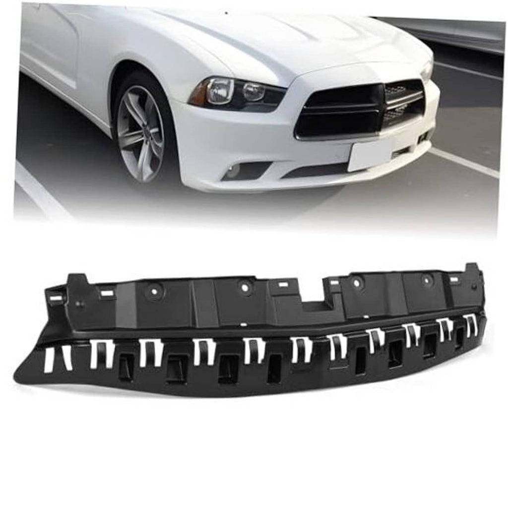 Black radiator support cover with mounting tabs and clip slots