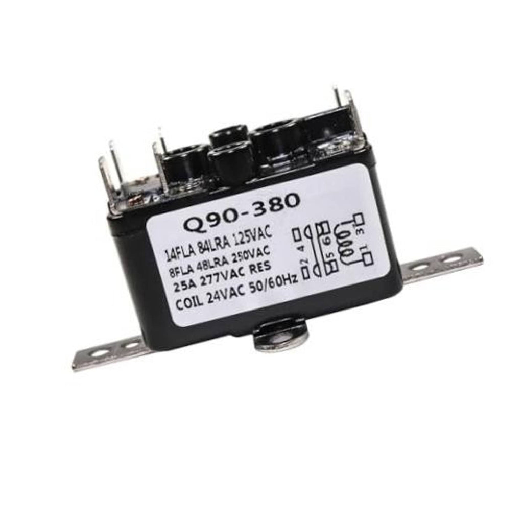Fan relay module 24VAC, black housing, side mounting tabs, pin terminals