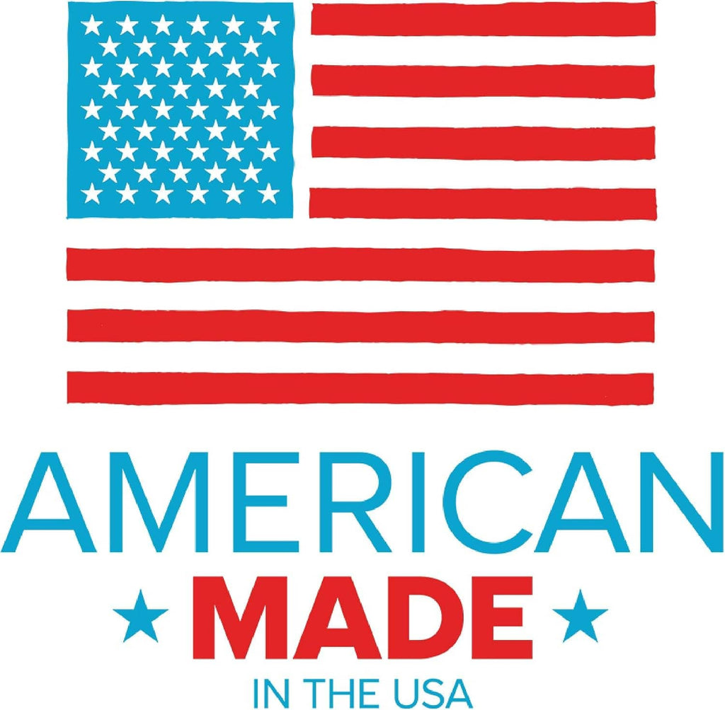 American made in the USA label with stars and stripes flag graphic