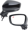 Black left driver side power folding mirror with turn signal and blind spot indicator