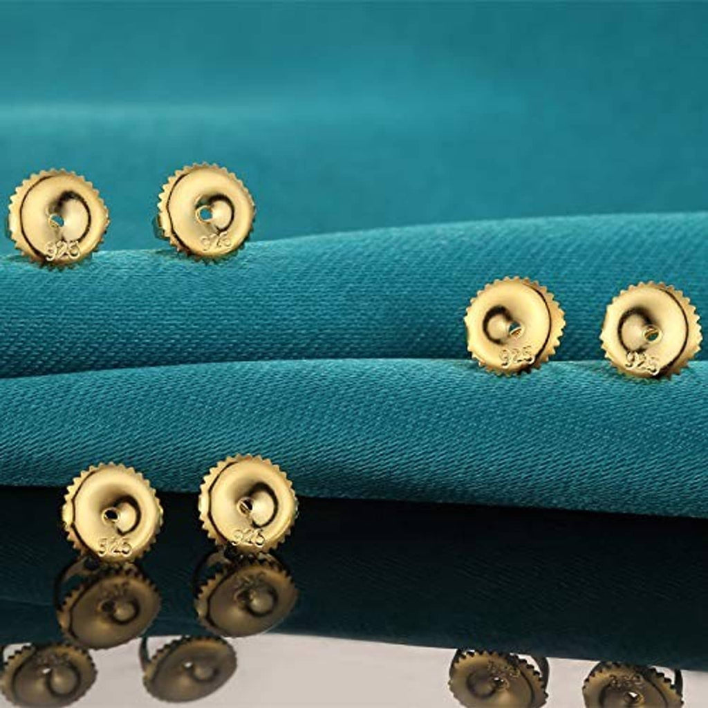 Gold screw earring backs with posts, 925 scalloped discs shown on stud posts