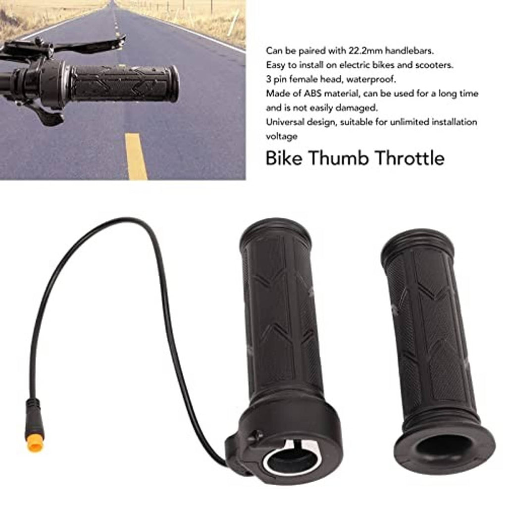 Black thumb throttle grips with coiled cable and orange-tipped connector, two-piece set.