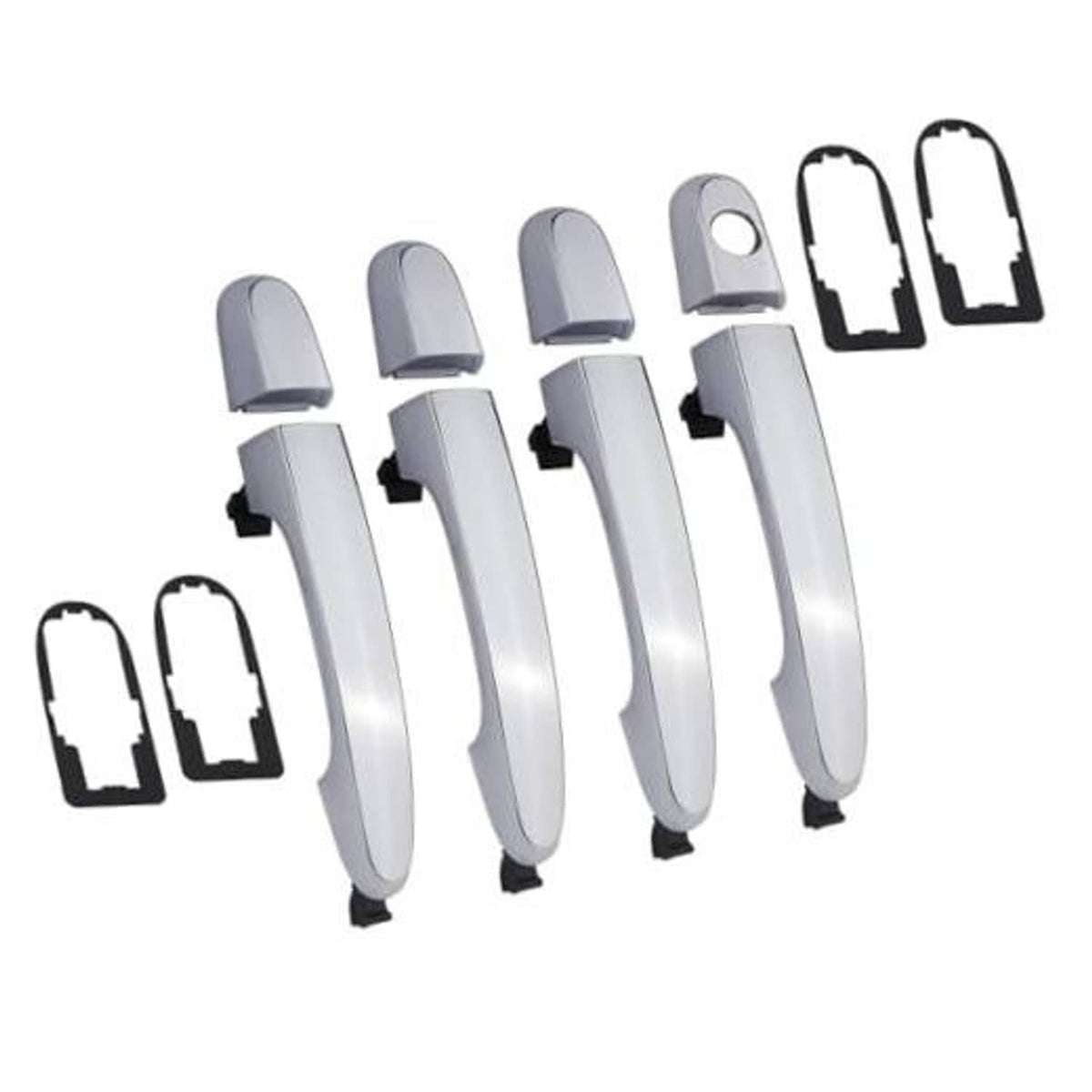Chrome exterior door handle set (4) with gasket pads, polished finish