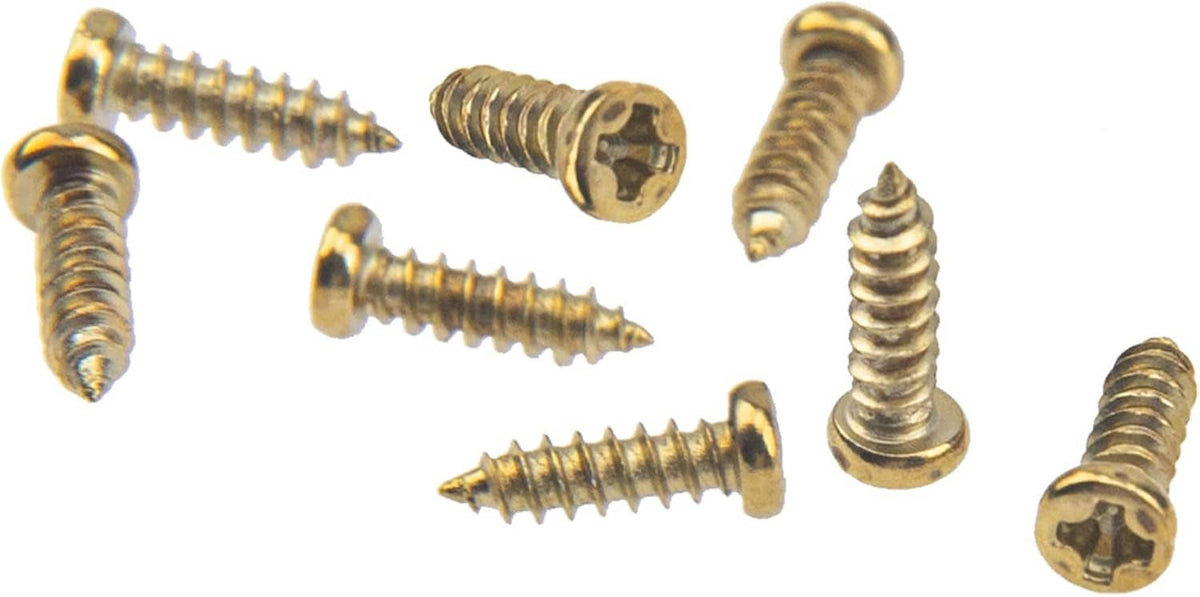Gold guitar tuning machine screws with cross slots, assorted lengths