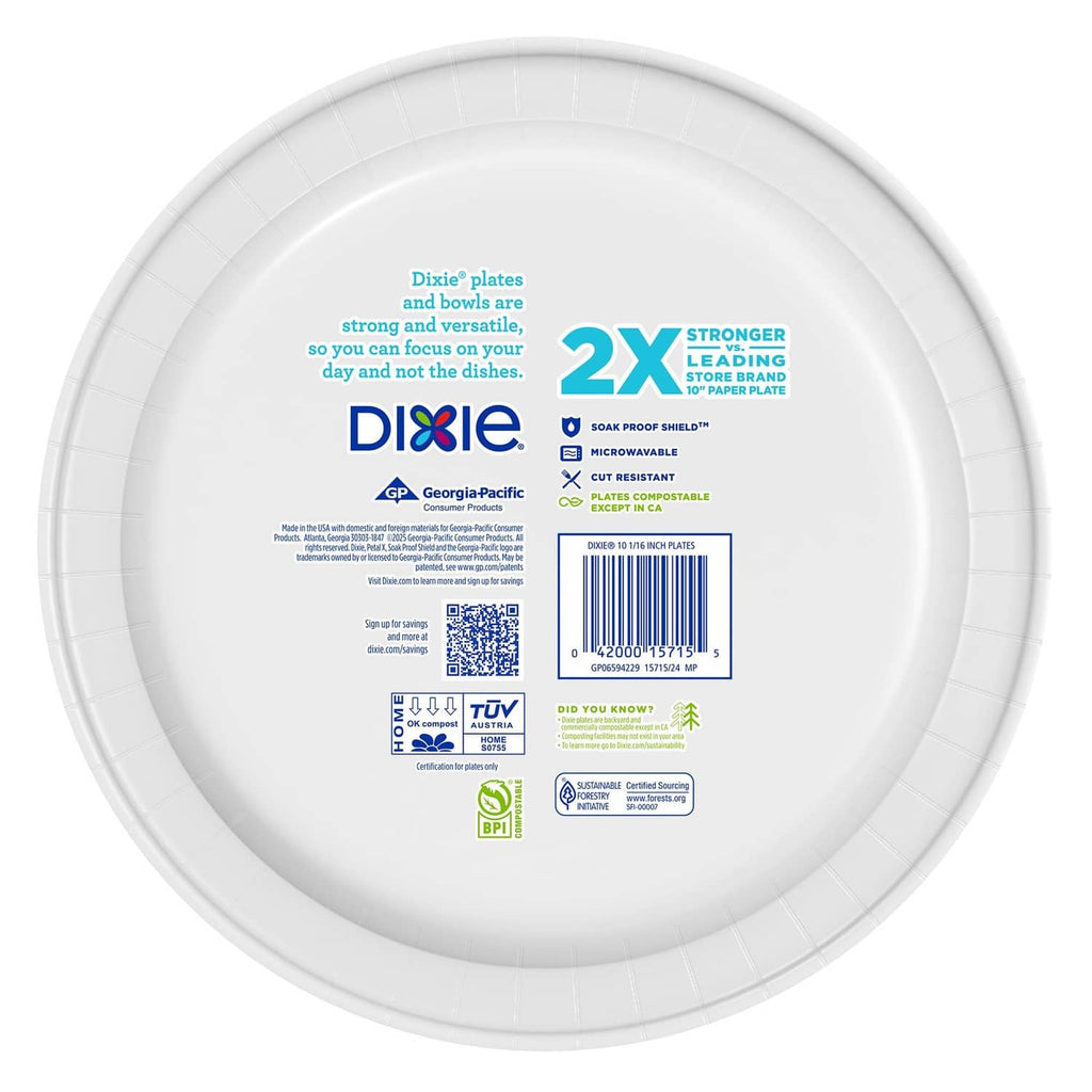 White paper plate back with printed product information and barcode
