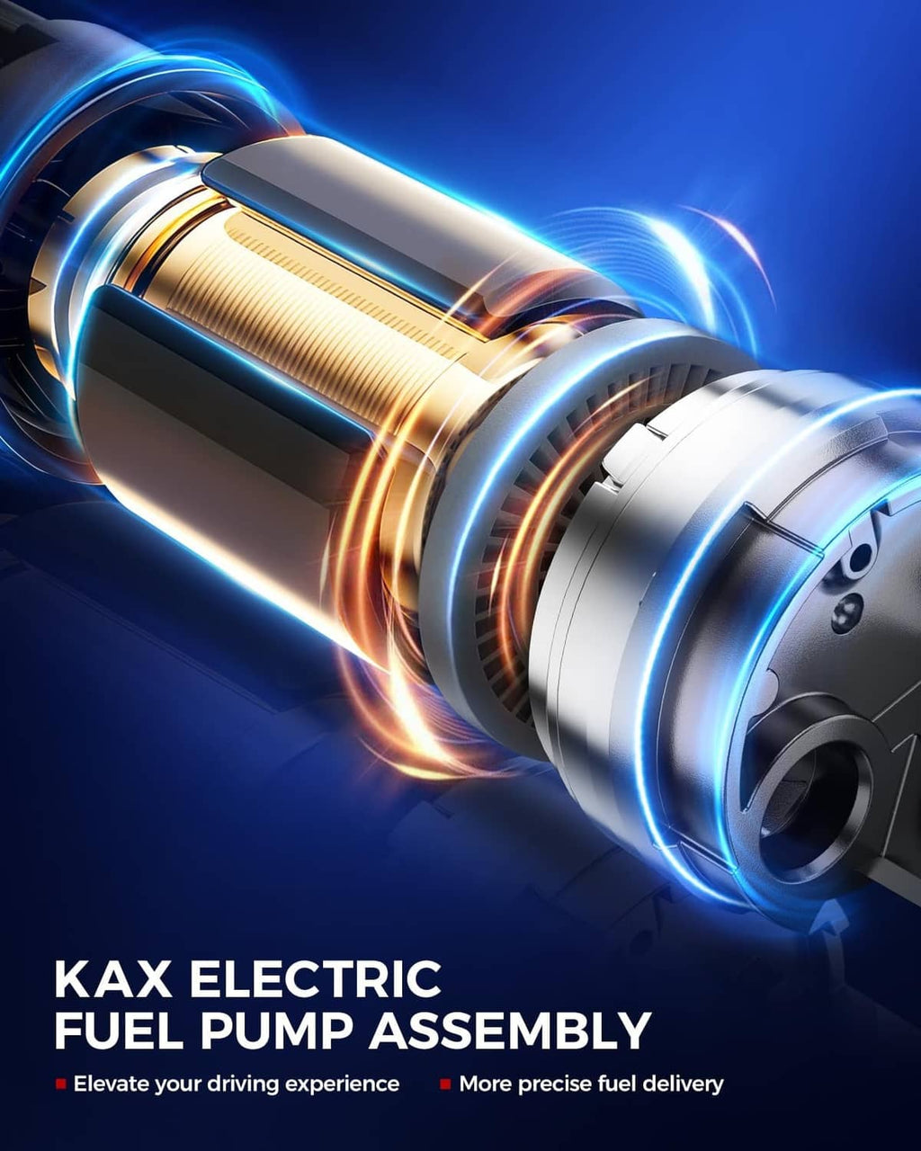 Electric fuel pump assembly with cylindrical motor housing and glowing connector