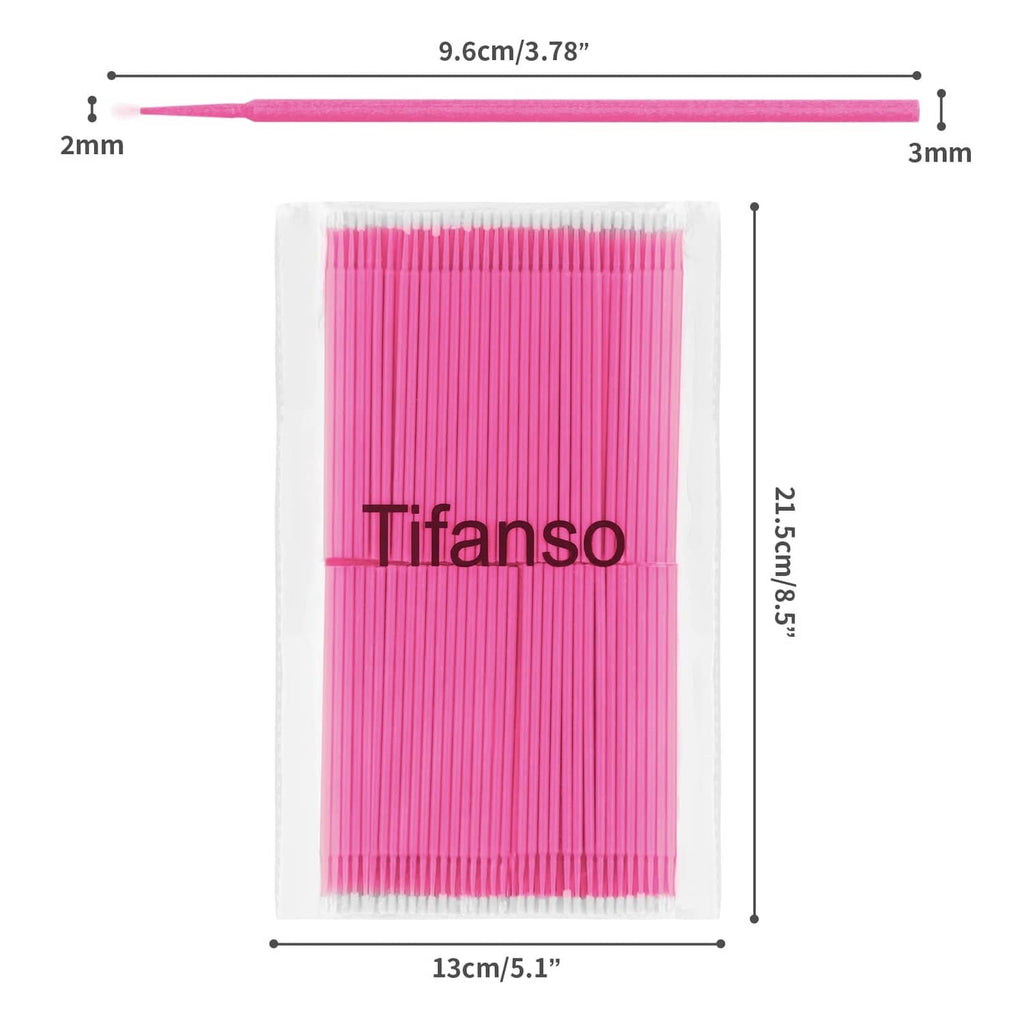 Clear pouch of pink disposable micro cotton swabs with fine stems and cotton tips