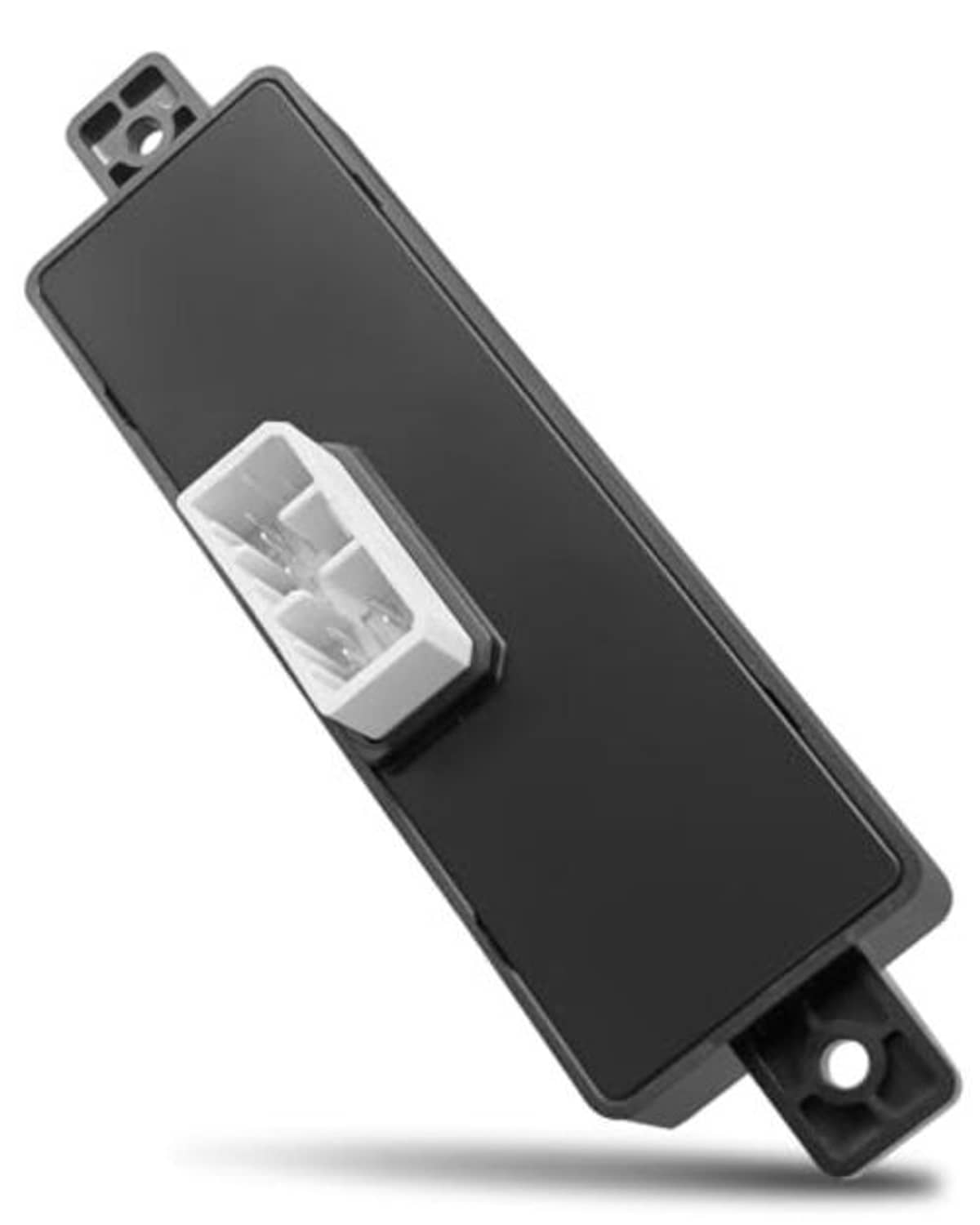 Front passenger power seat switch, dark panel with white switch insert and mounting posts
