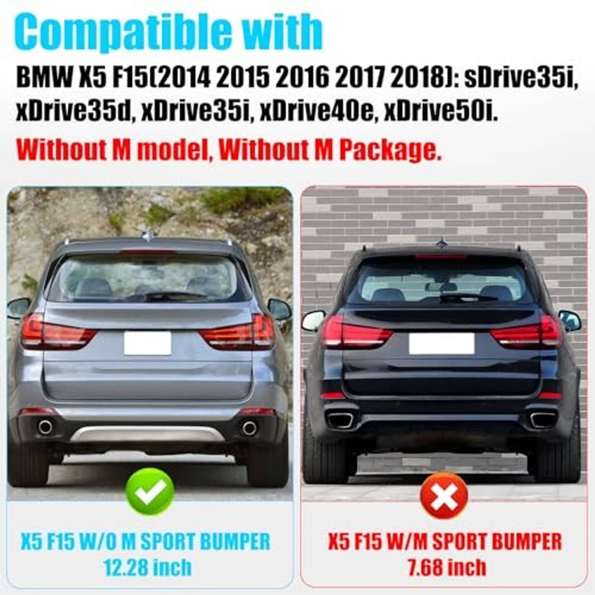 Compatible rear bumper reflector lights shown on vehicle rear ends
