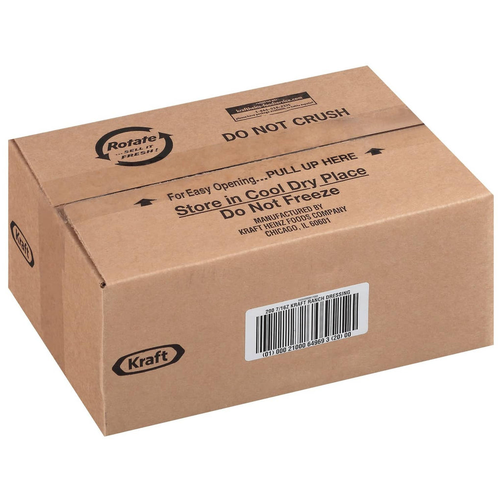 Kraft Classic Ranch dressing shipping carton with storage and handling text