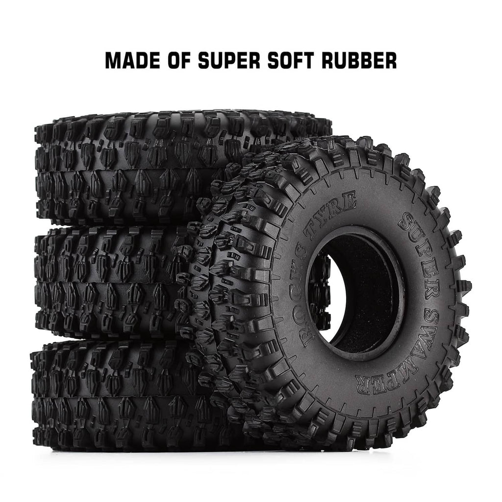 Black rubber crawler tires with stacked tread pattern and foam insert kit shown