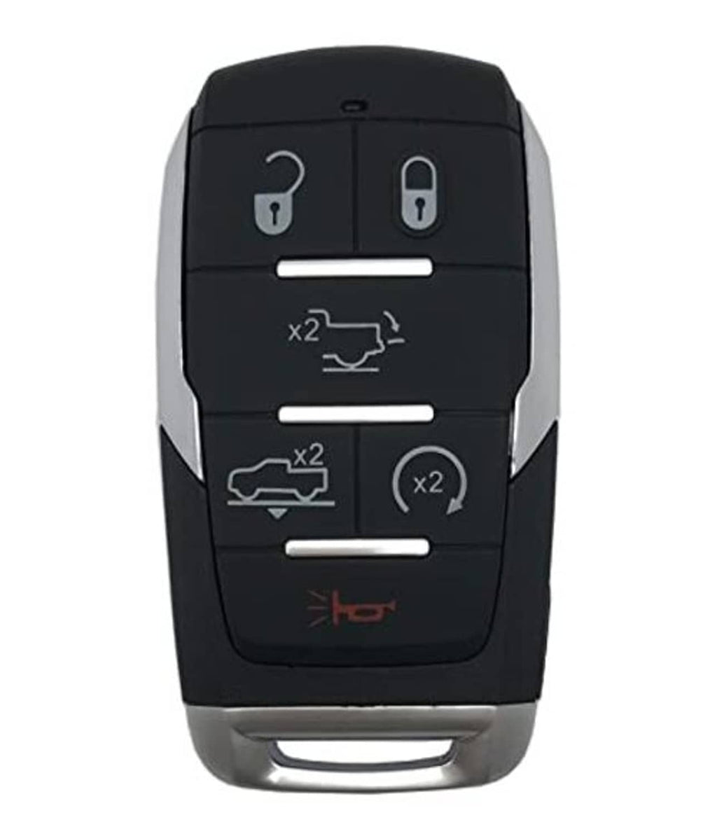 Black keyless remote fob shell case, 6-button front with lock/unlock icons and X2 marks