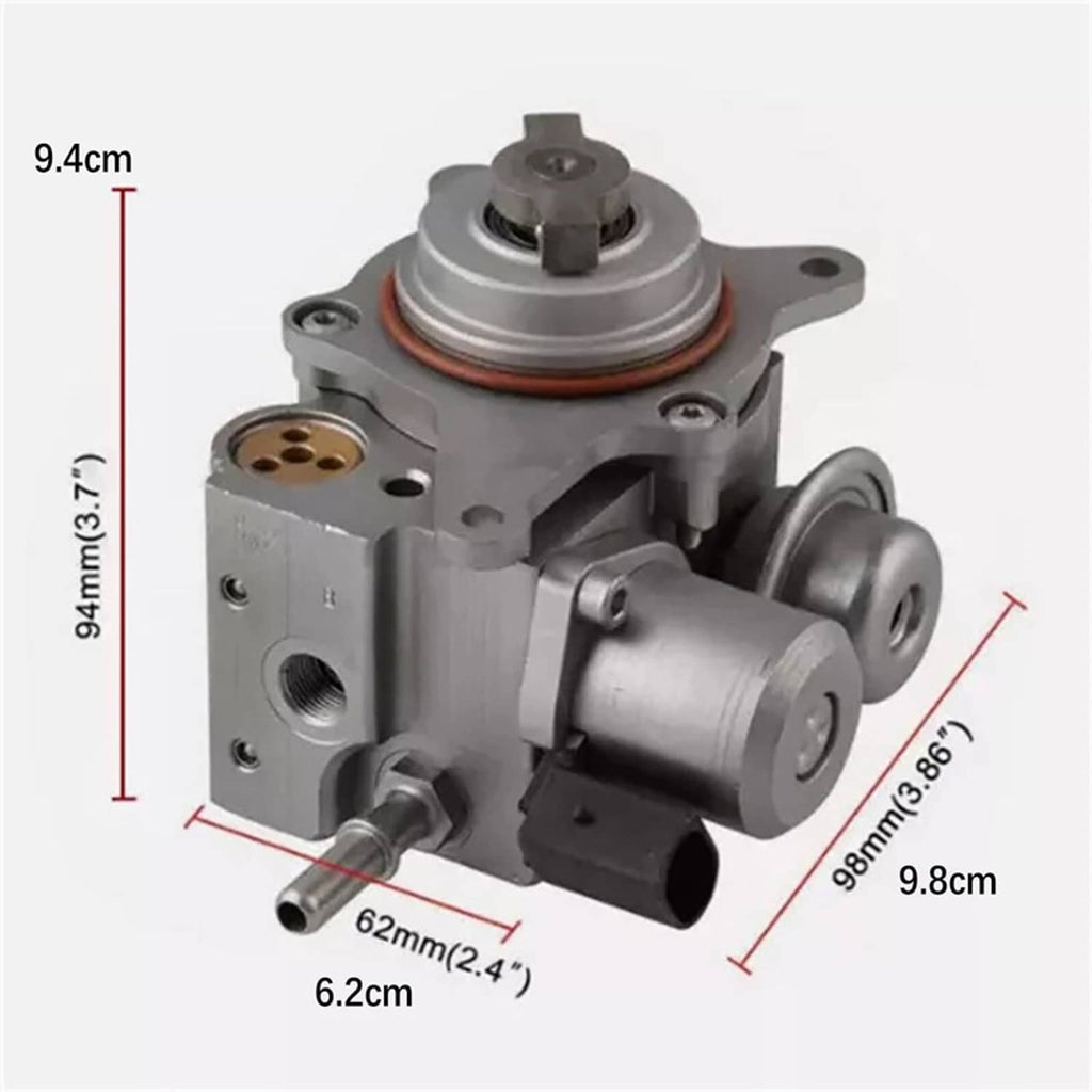 High pressure fuel pump with round inlet and outlet ports, metal body