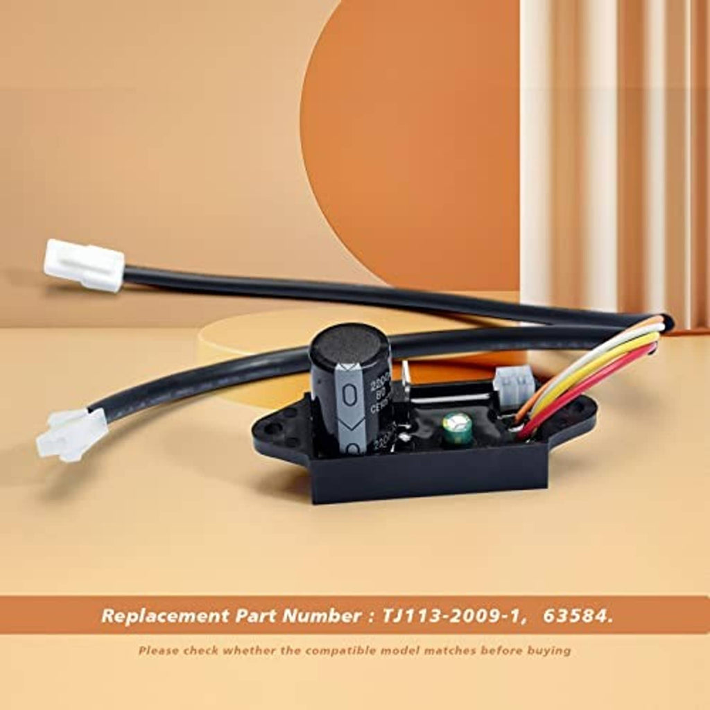 Black ignition module with colored wires and mounting bracket, side view