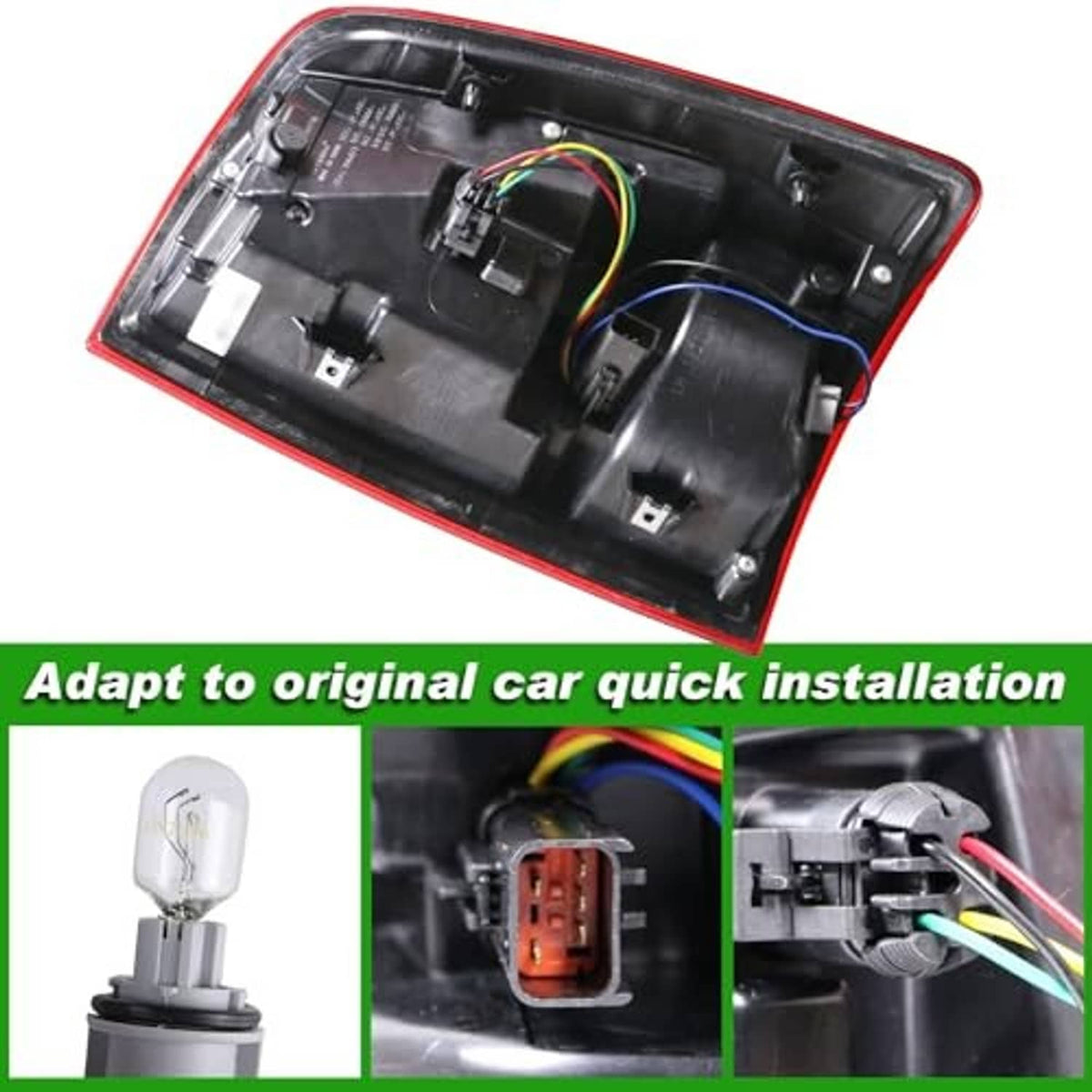 Right tail light housing with wiring connectors and interior mounting tabs