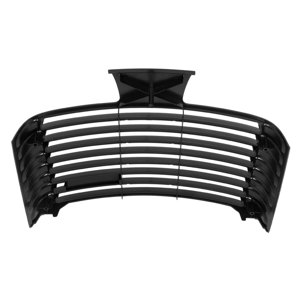 Front grille straight-on view with horizontal slats and center top support, black