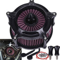 Black air cleaner intake filter kit with dual cone filters and mounting hardware