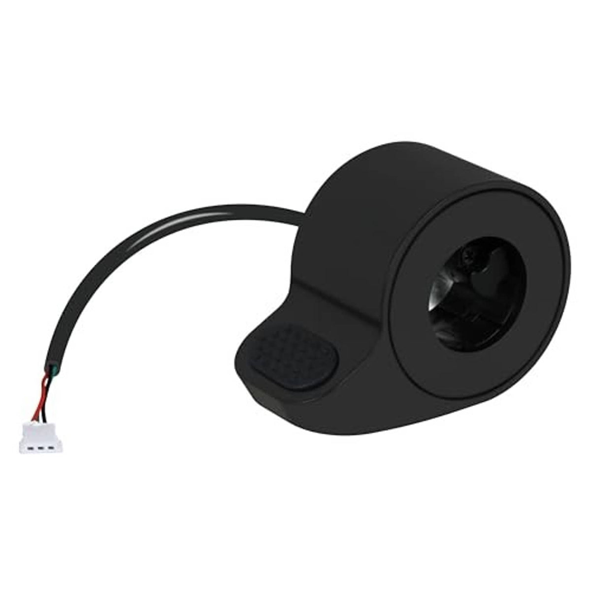 Black thumb throttle module with textured thumb pad and cable connector