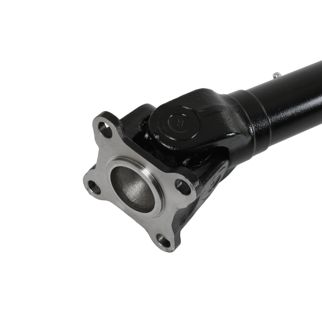 Front driveshaft prop shaft assembly with square flange and black rubber joint housing