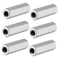Hex coupling nuts, silver steel finish, M8 thread, 40mm length
