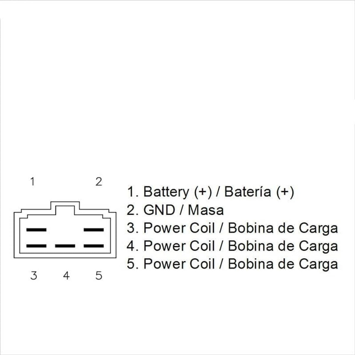 Regulator rectifier wiring diagram showing terminal layout for battery, GND, coils