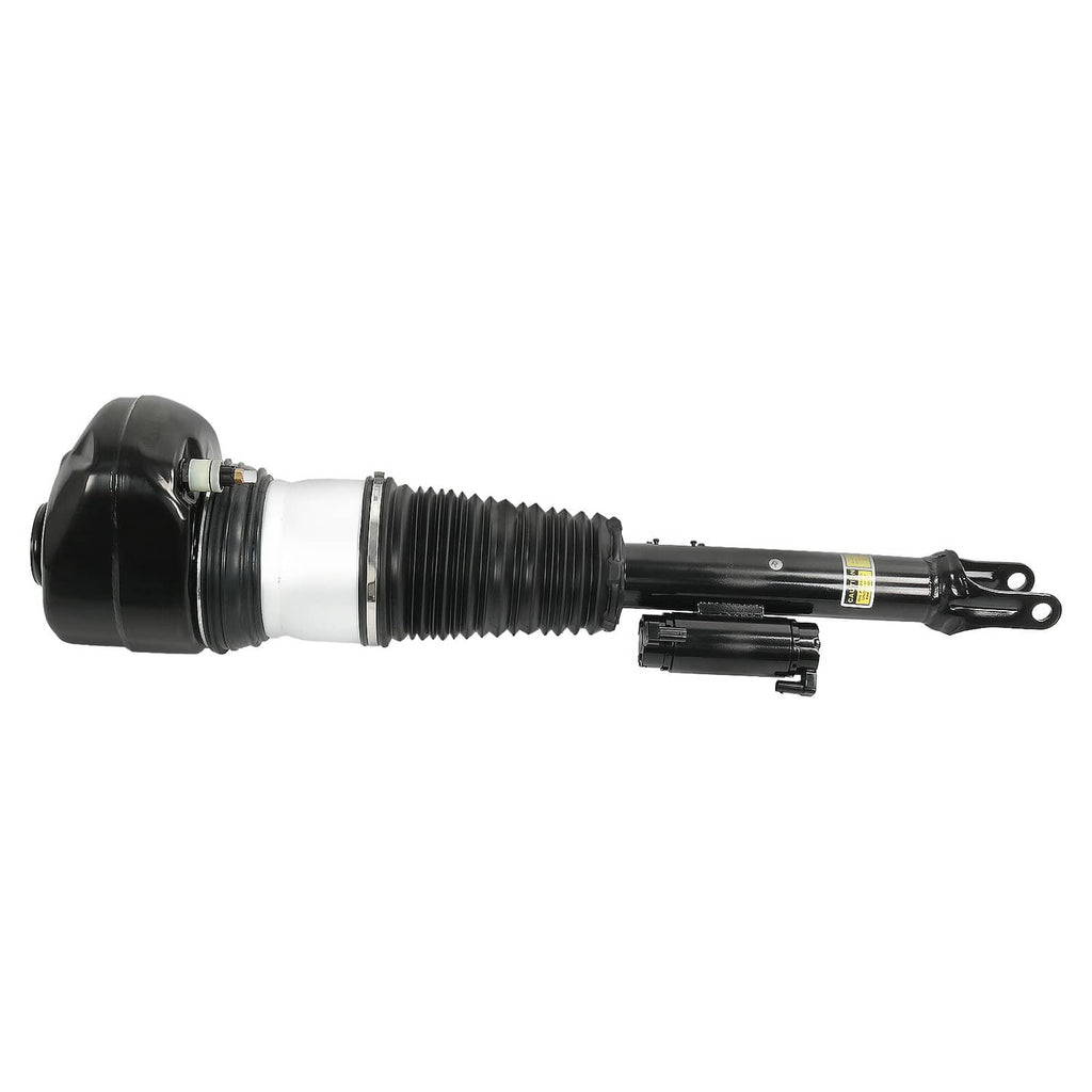 Air suspension shock strut assembly with fork-style mounting and black body
