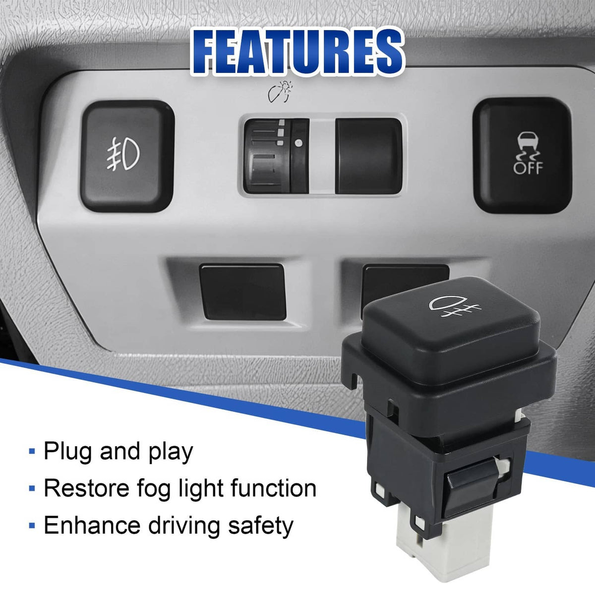 Fog light switch with icon rocker for dashboard control