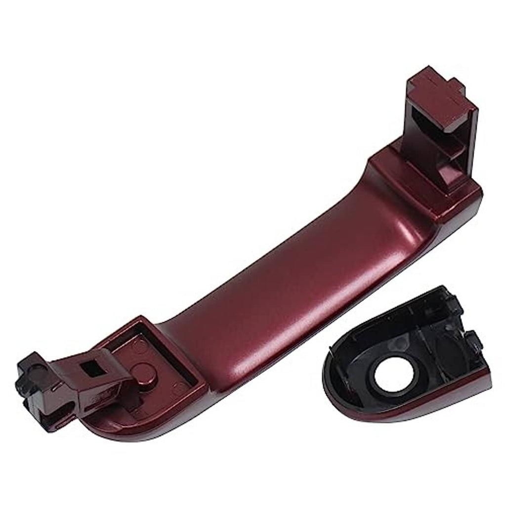 Red front driver-side exterior door handle with inner mounting frame and cover