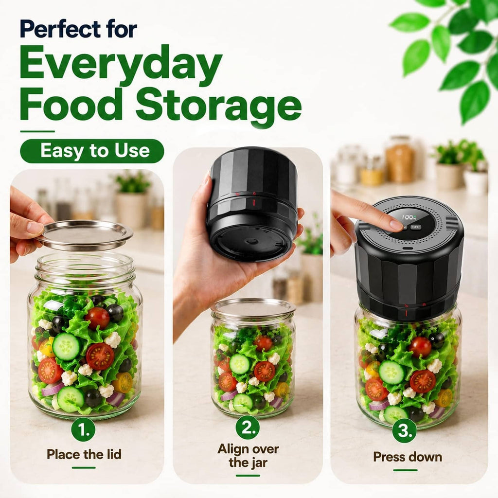 Black vacuum sealer lid press mechanism for Mason jars